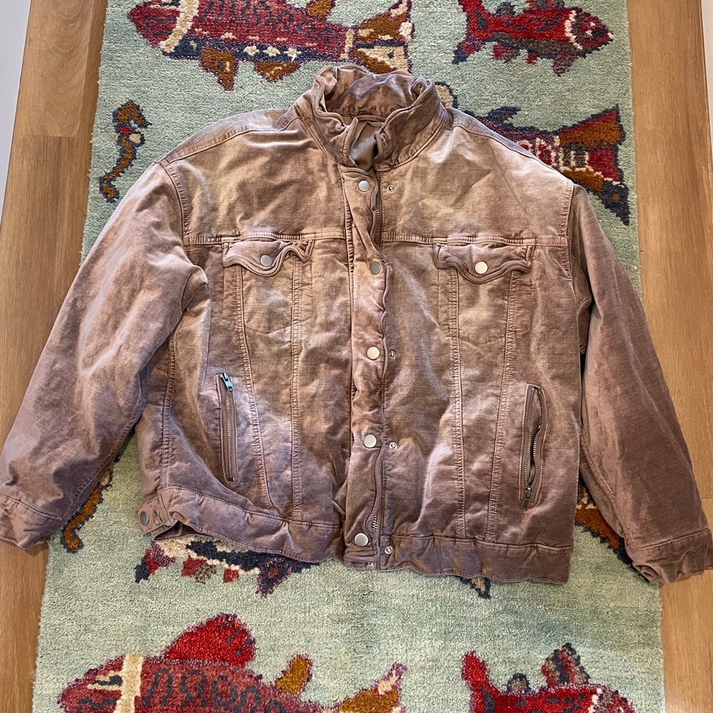Free People Velvet Pinkish-Brown Bomber Jacket